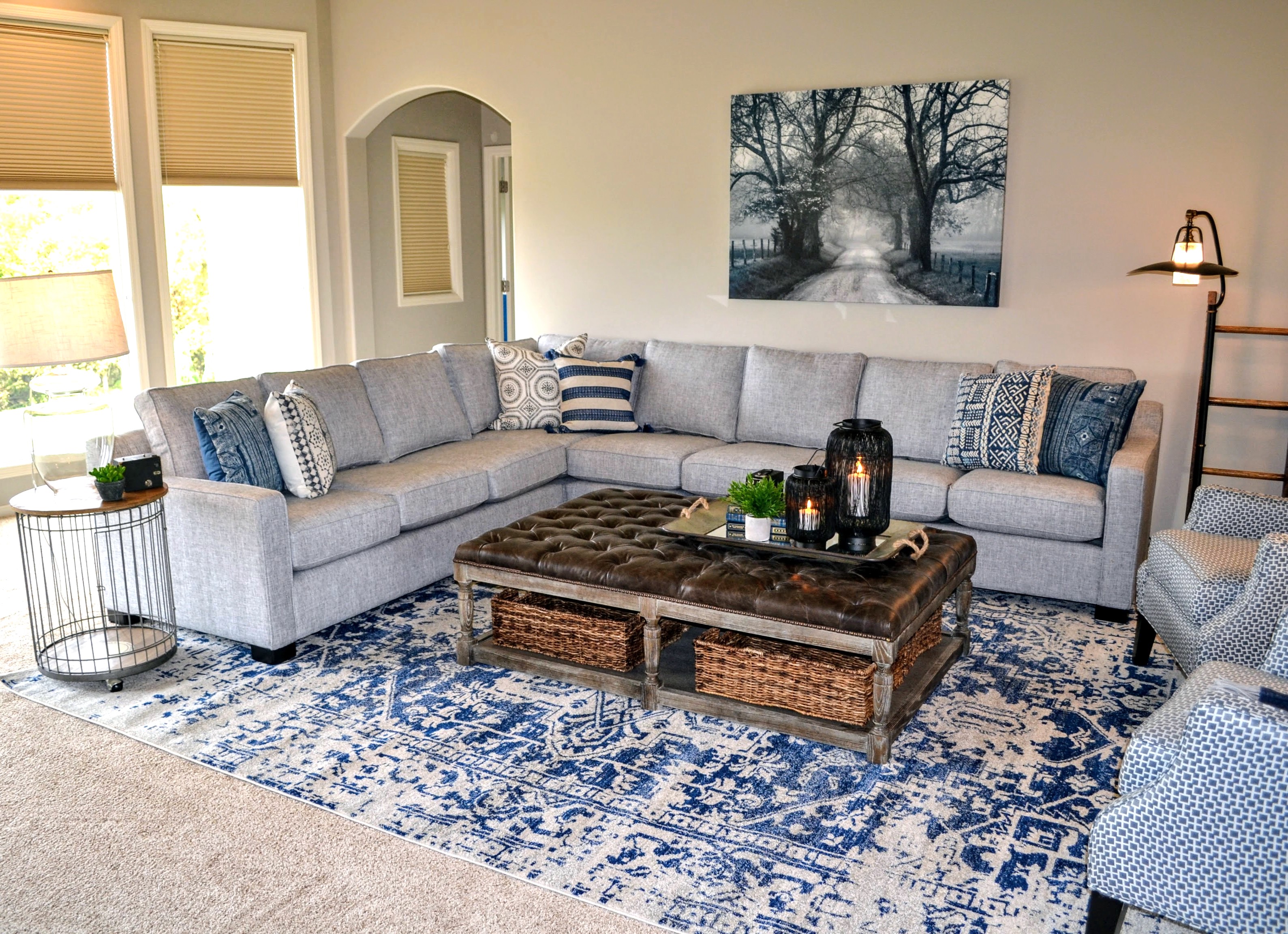 liht blue farmhouse living room